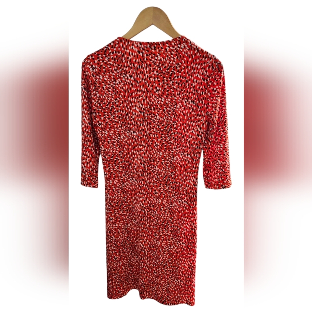 Finity - Patterned Speckled Dress Ribbed V-Neck 3/4 Length Sleeves​ - Picture 2 of 6